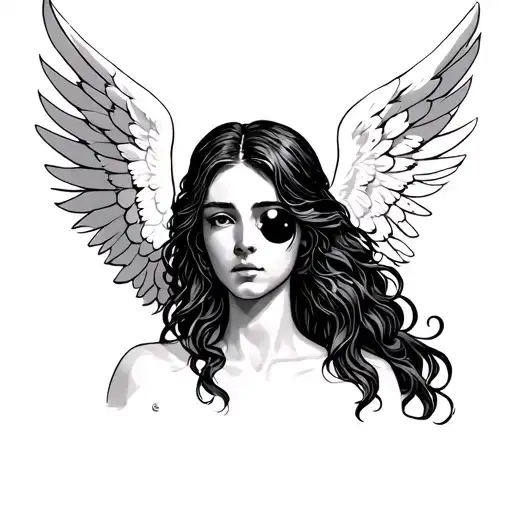 Mute and blind deaf angel tattoo design idea