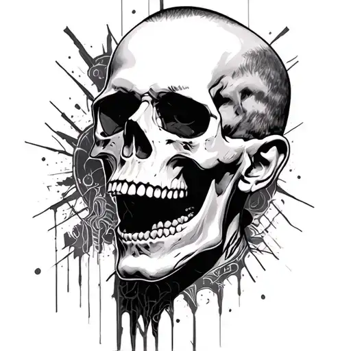 skull and chester bennington tattoo design idea