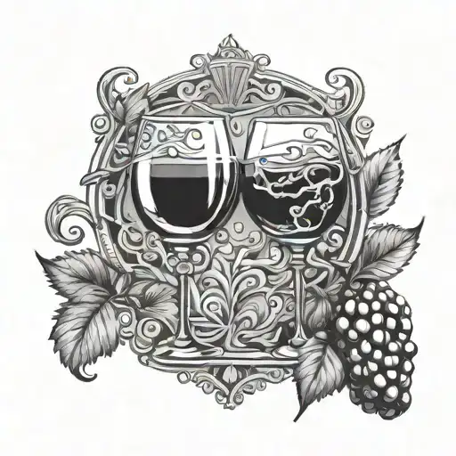 wine glass couple tattoo design idea