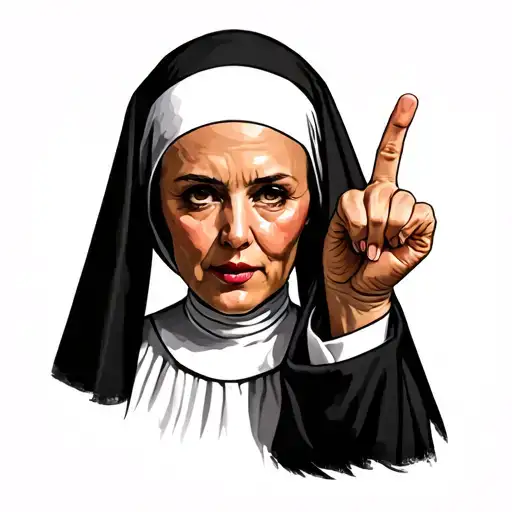 i want a tattoo of a nun flipping up her middle finger  tattoo design idea