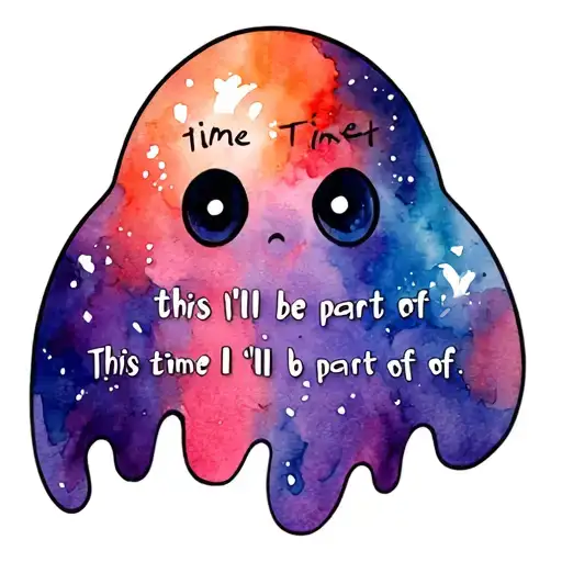 "this time I'll be part of" "this time I'll be part of" a cartoon ghost tattoo design idea