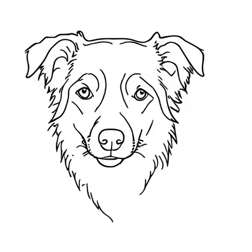 border collie head looking one line tattoo design idea