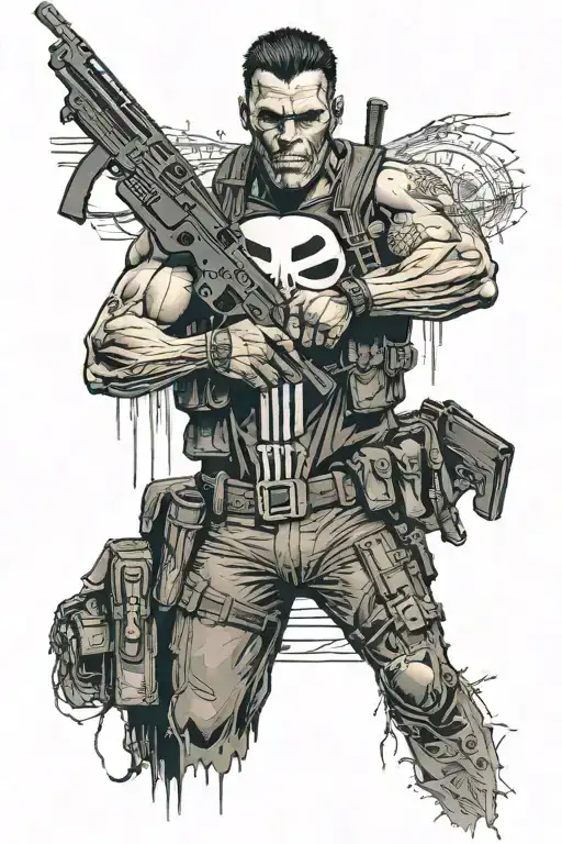 Punisher standing tall tattoo design idea