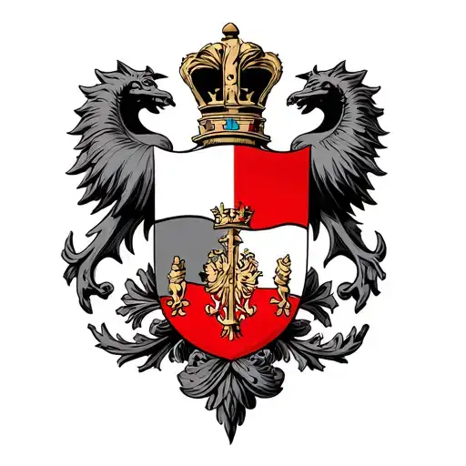 polish code of arms with polish flag intertwined tattoo design idea