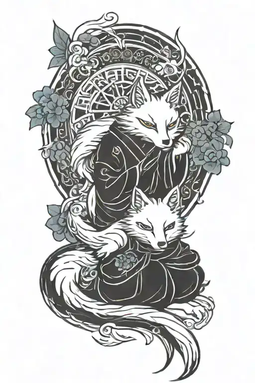 kitsune guardian tattoo design idea