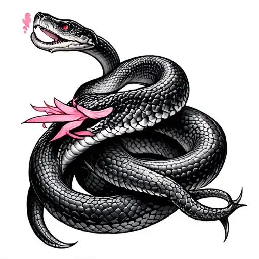 Breast Cancer cobra skin tattoo design idea