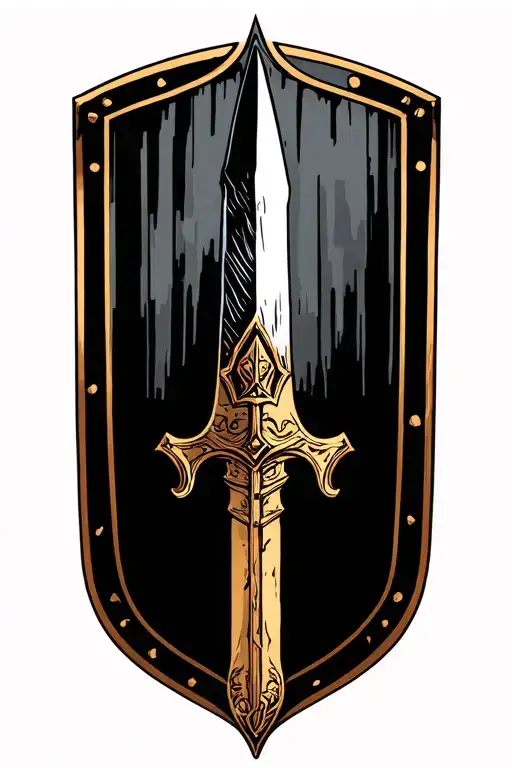 Roman Spear long with shield tattoo design idea
