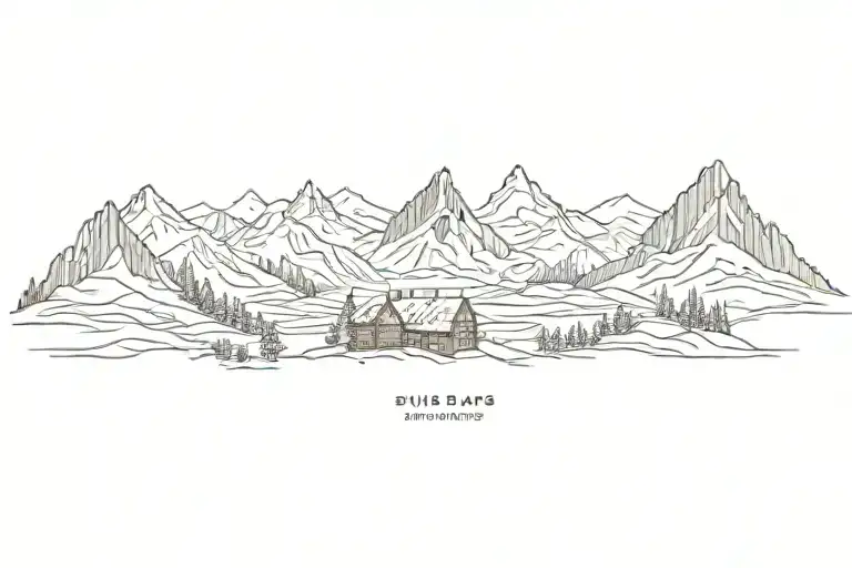 swiss alps scene tattoo design idea