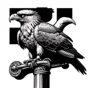 An eagle perched on a barber pole, with intricate dotwork details tattoo design idea