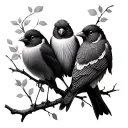 3 birds on a branch tatoo design tattoo design idea