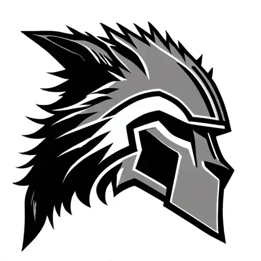 spartan wolf helmet tattoo design idea