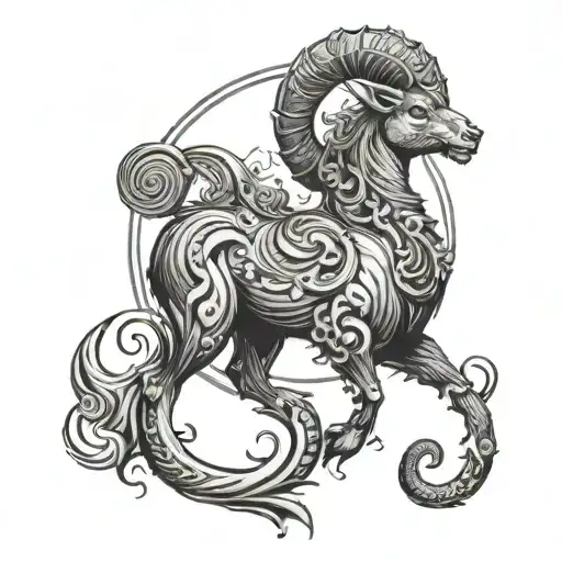 Sea goat, Capricorn symbol tattoo design idea