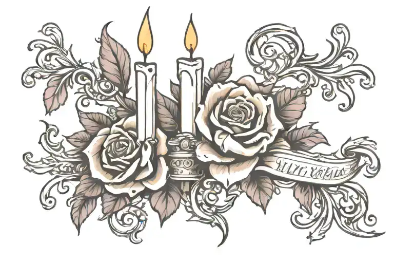 "I Will Reach You" with a candle burning tattoo design idea