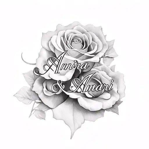 combination of two names Amira+Amari tattoo design idea