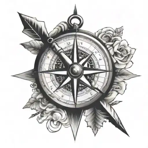 compass with rope and arrow for forearm tatto design tattoo design idea