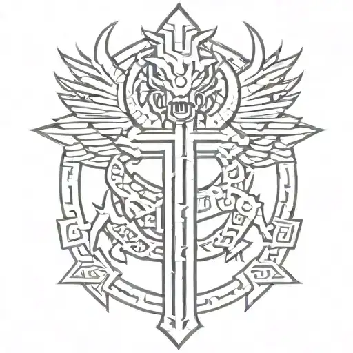 Aztec dragon wrapping around cross tattoo tattoo design idea