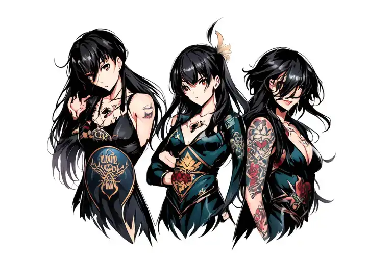 Anime characters tattoo design idea