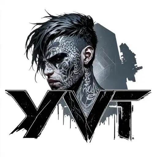"XVI" Cyberpunk 2077 character immersed tattoo design idea