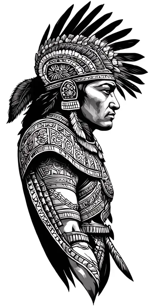 Mexican Mayan warrior tattoo design idea