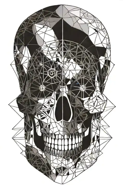 skull and third eye symbol integrated tattoo design idea