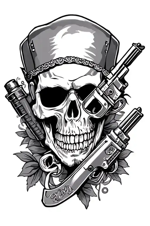 chicano gangster lifestyle subtly weapons tattoo design idea