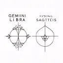 the zodiac signs: Gemini, Libra and sagittarius mixed  tattoo design idea