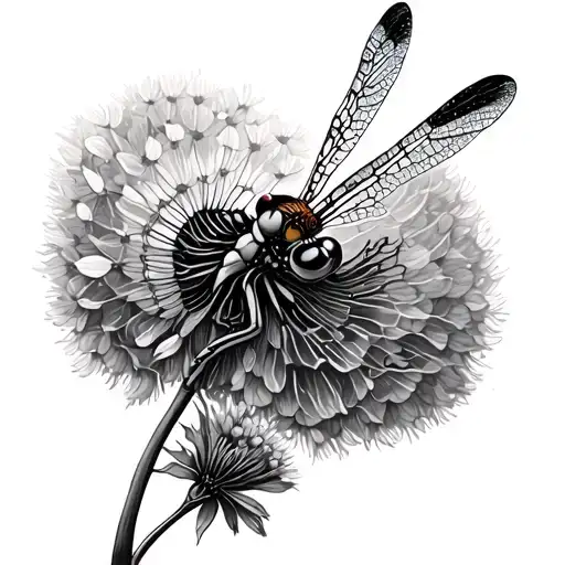 Dragonfly Dandelion tattoo design idea