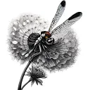 Dragonfly Dandelion tattoo design idea