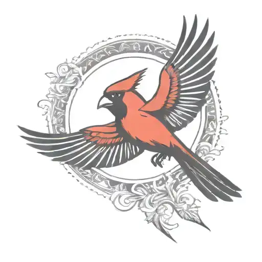 cardinal flying silhouette two wing tattoo design idea