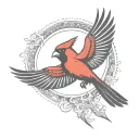 cardinal flying silhouette two wing tattoo design idea