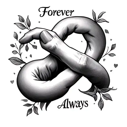 pinky promise inertwined with an infinite sign saying forever and always   tattoo design idea