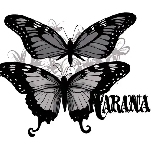 "Mariana"  butterflies surrounding tattoo design idea