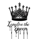 "Long live the queen" Black melting queen crown  with blac roses around the crown tattoo design idea