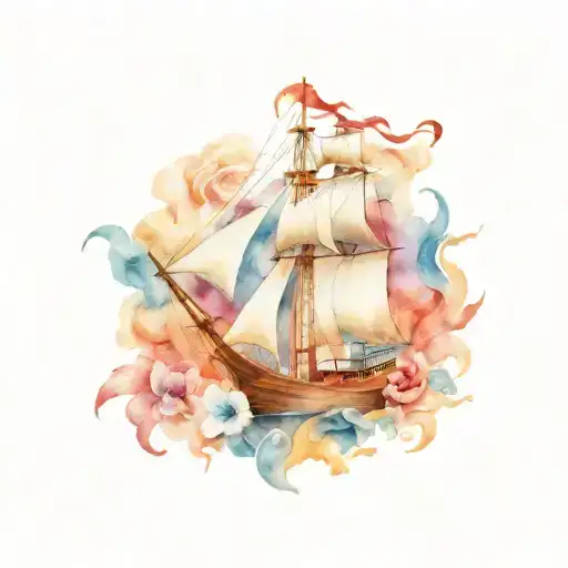 maritime tapestry that sails tattoo design idea