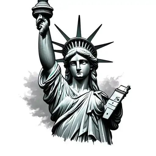 lady liberty, god, shotgun shells, american glad, tattoo design idea