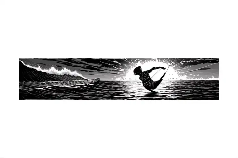 yoga, surf, kite, nature, water, wind tattoo design idea