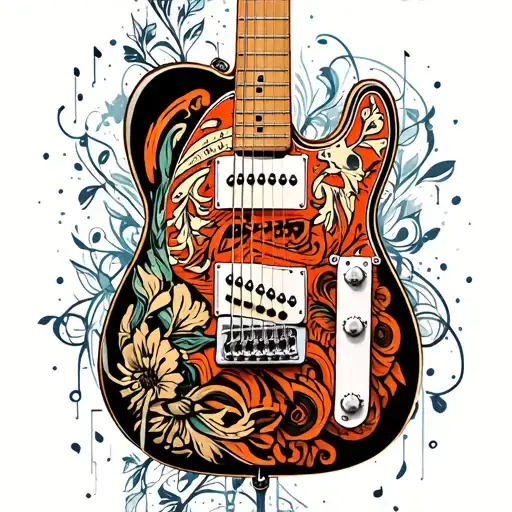 telecaster plus music tattoo design idea
