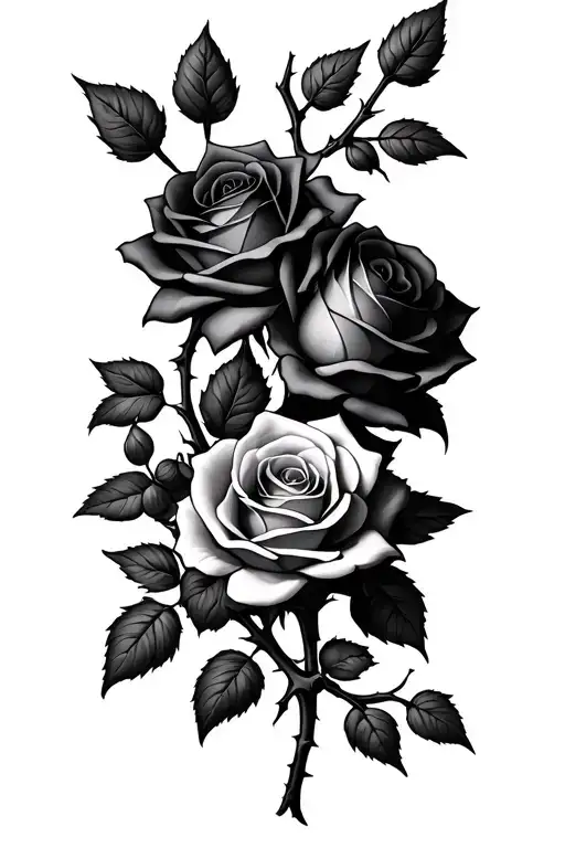 Rose Thorns vines with multiple roses tattoo design idea