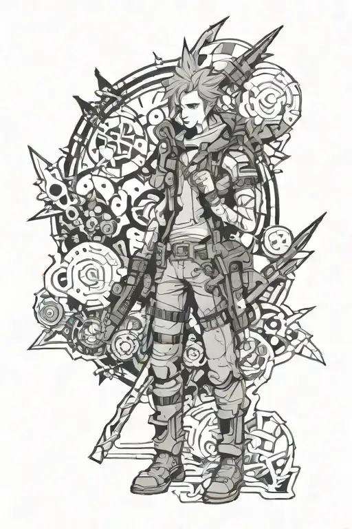 borderlands x kingdom hearts surrounded tattoo design idea