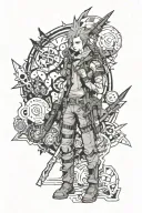 borderlands x kingdom hearts surrounded tattoo design idea