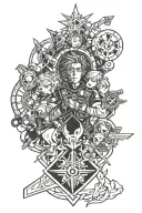 borderlands x kingdom hearts surrounded tattoo design idea