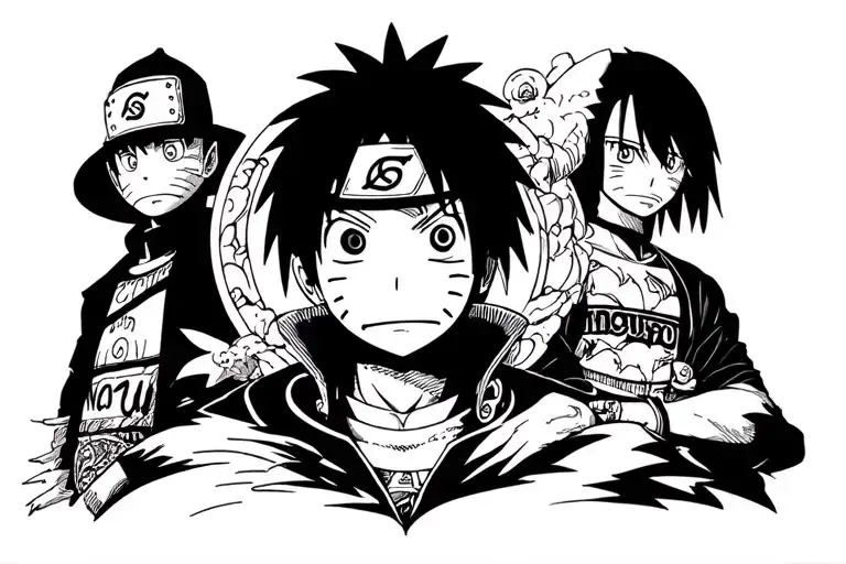 one piece and naruto tattoo design idea