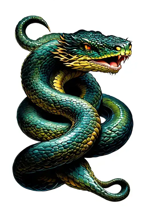 year of the snake and aquarius tattoo design idea