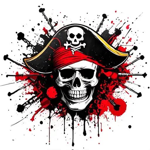 nautical pirate skull tattoo design idea