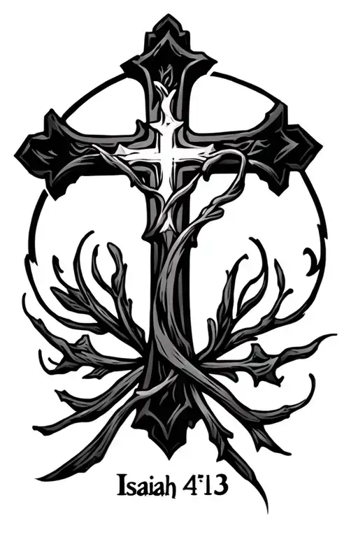 "Isaiah 41:13" catholic cross tattoo design idea