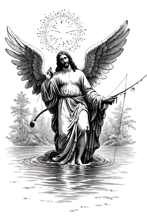Catholic, fishing, angels, jesus, 25/05/2009, nature tattoo design idea