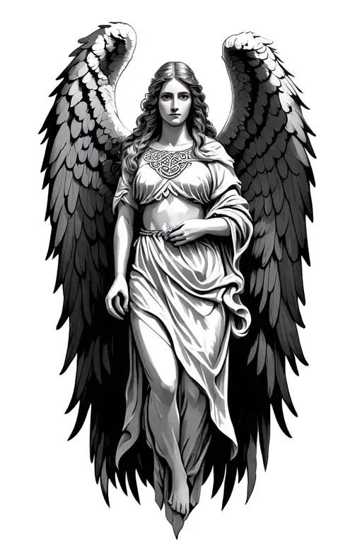 celtic guardian angel wings spread wide tattoo design idea