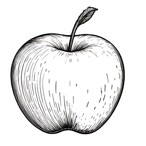 an apple in the style of an engraving with lines tattoo design idea