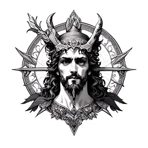 Damocles by Sleep Token inspired depiction tattoo design idea