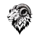 Mixture of a head of ram, capricorn and a lion tattoo design idea